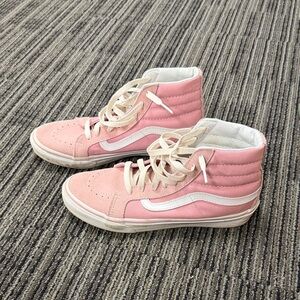 Vans Kids Pink and White High-Top Sneakers